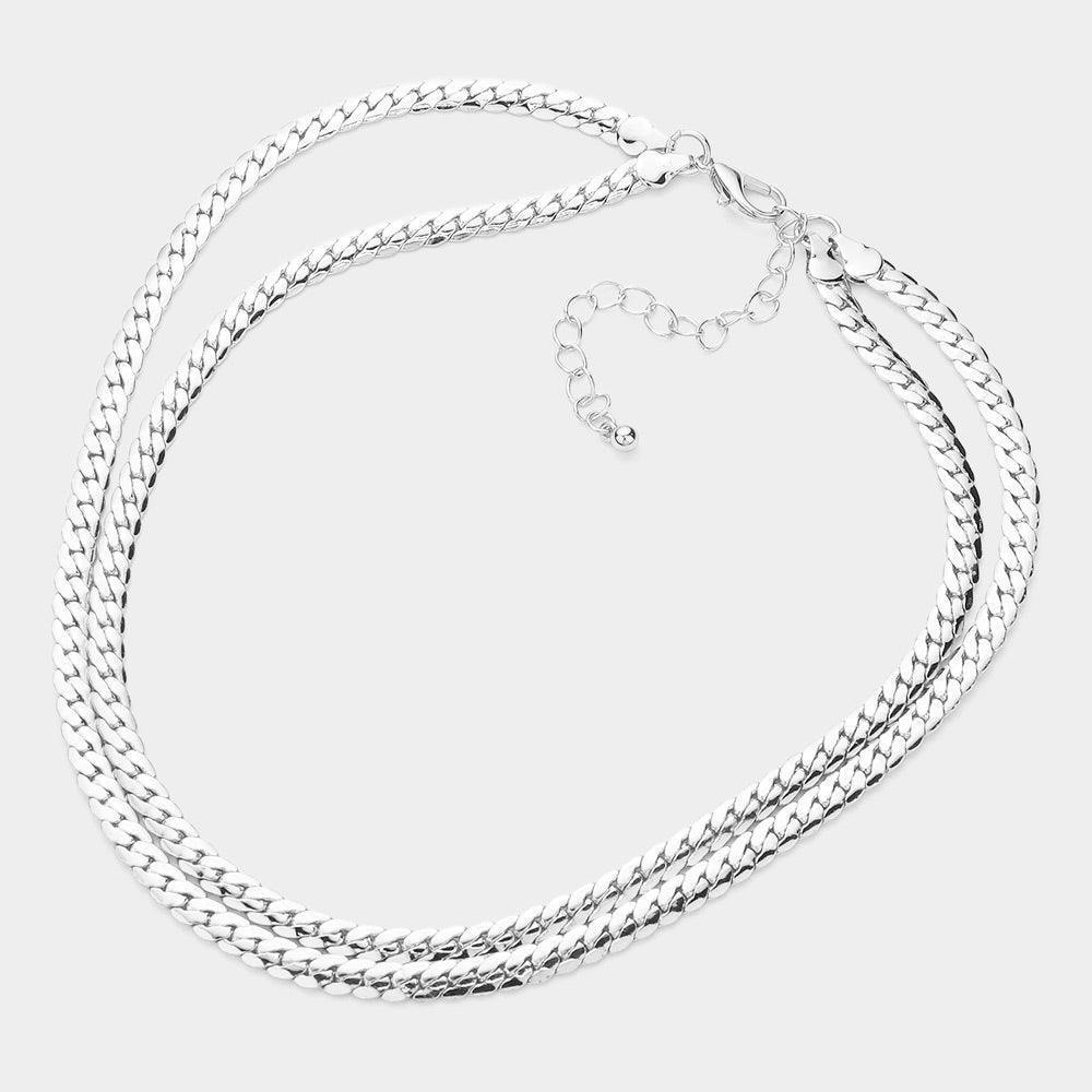 Gold White Gold Dipped Metal Chain Double Layered Necklace - Jewelry Store by Erik Rayo