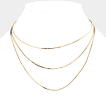 Load image into Gallery viewer, Gold Gold Dipped Metal Chain Triple Layered Bib Necklace
