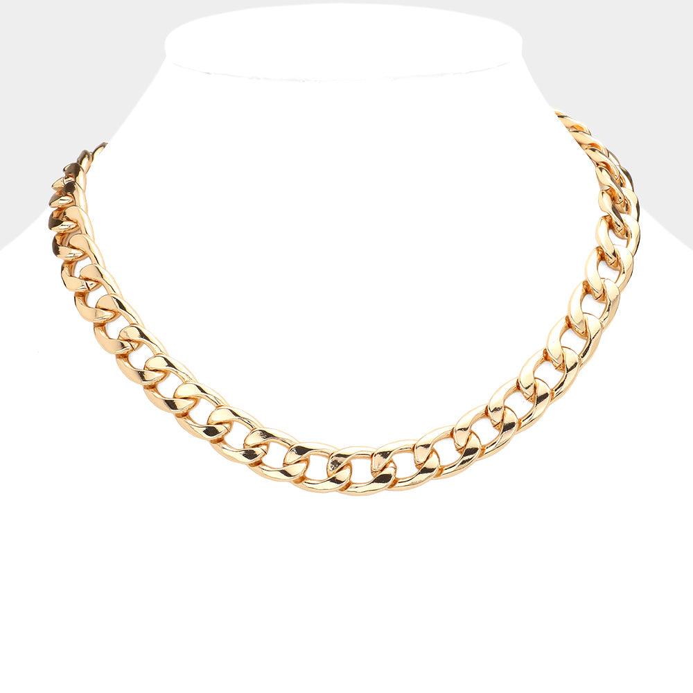 Gold Gold Dipped Metal Chain Toggle Necklace