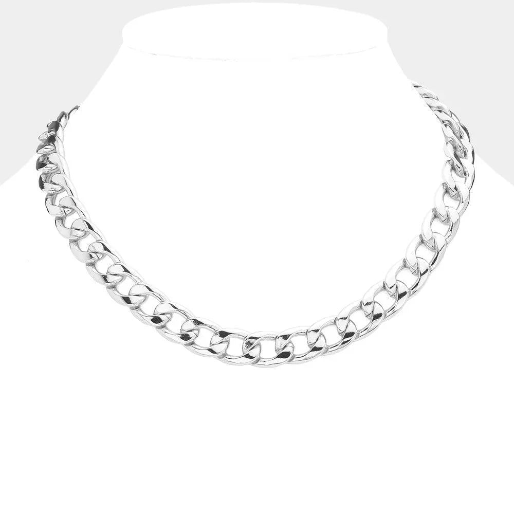 Gold White Gold Dipped Metal Chain Toggle Necklace - Jewelry Store by Erik Rayo