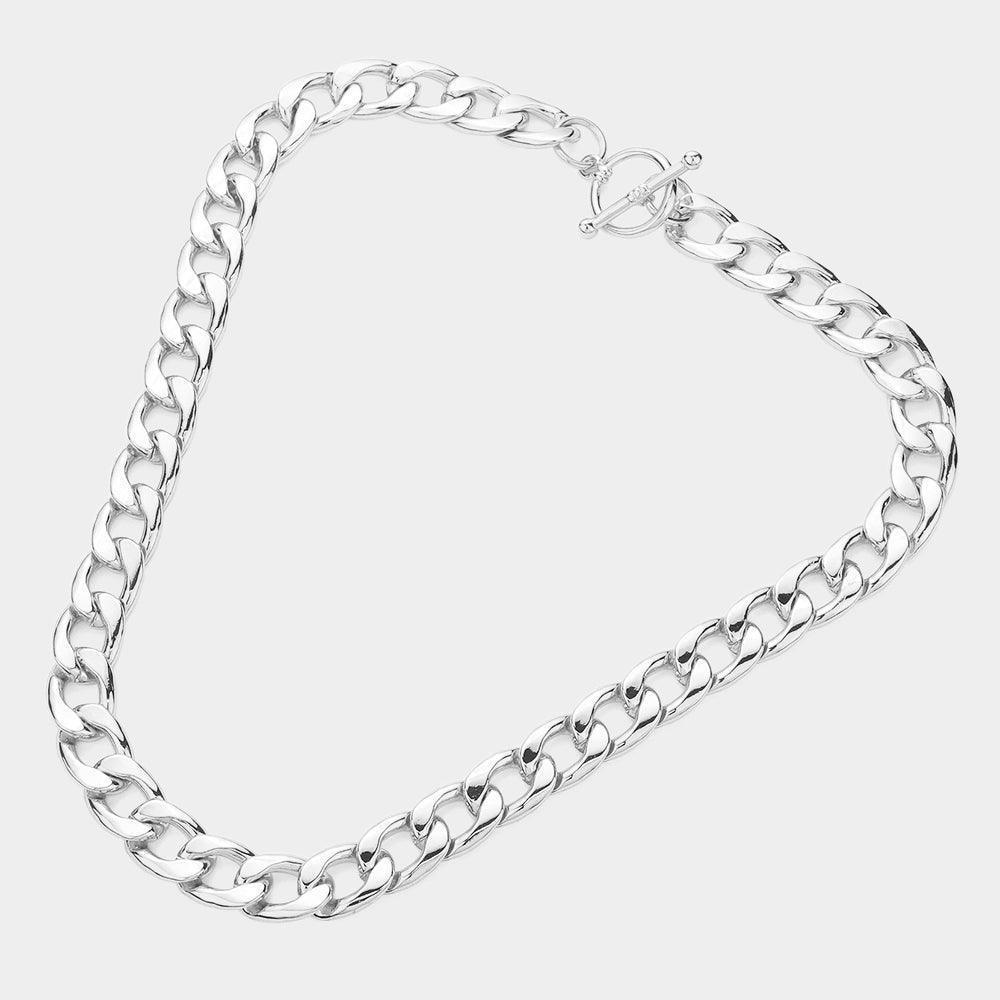 Gold White Gold Dipped Metal Chain Toggle Necklace - Jewelry Store by Erik Rayo