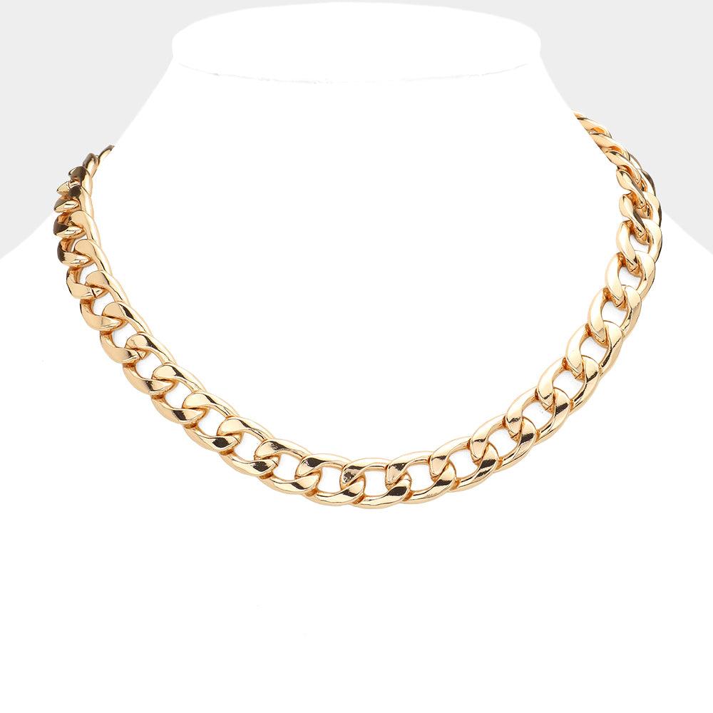 Gold Gold Dipped Metal Chain Necklace