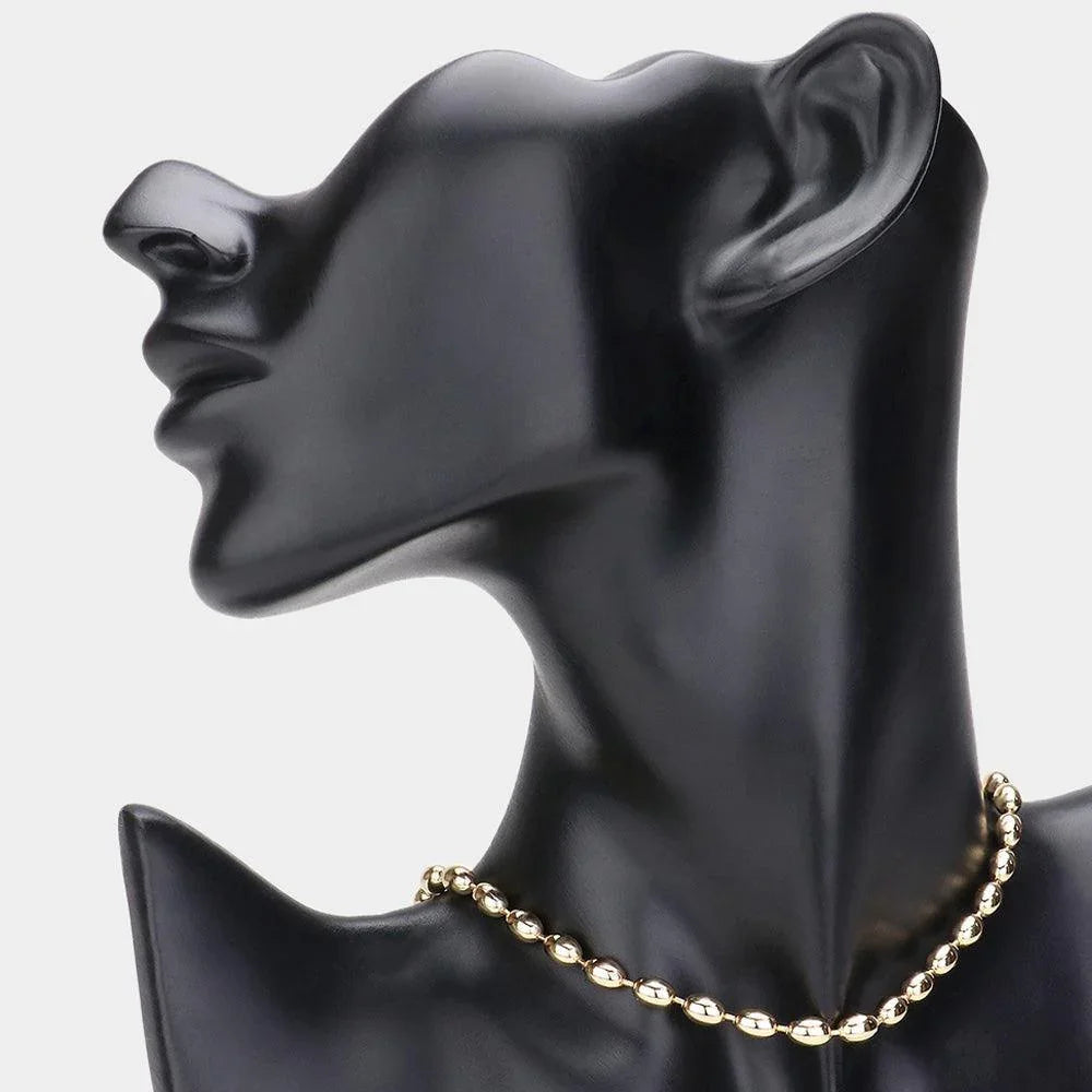 Gold Metal Ball Link Chain Necklace - Jewelry Store by Erik Rayo