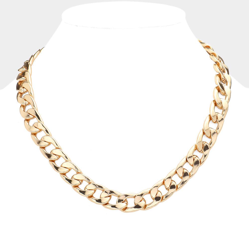 Gold Gold Dipped Metal Chain Toggle Necklace