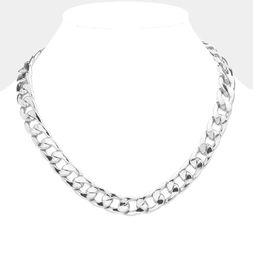 Gold White Gold Dipped Metal Chain Toggle Necklace - Jewelry Store by Erik Rayo