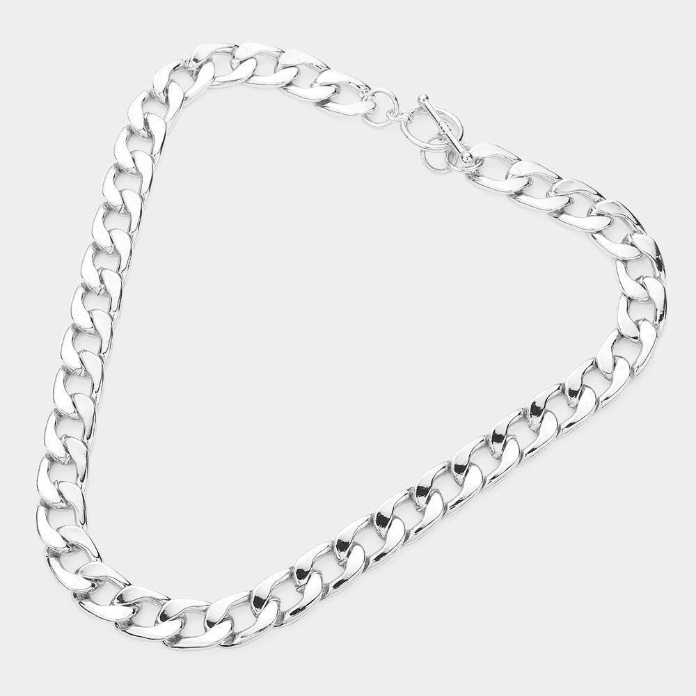 Gold White Gold Dipped Metal Chain Toggle Necklace - Jewelry Store by Erik Rayo