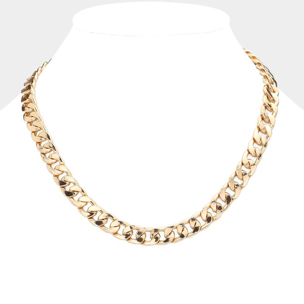 Gold Gold Dipped Metal Chain Toggle Necklace