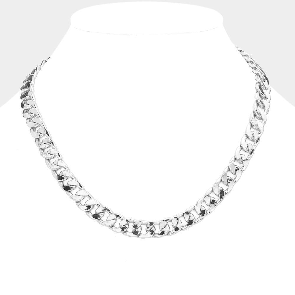 Gold White Gold Dipped Metal Chain Toggle Necklace - Jewelry Store by Erik Rayo