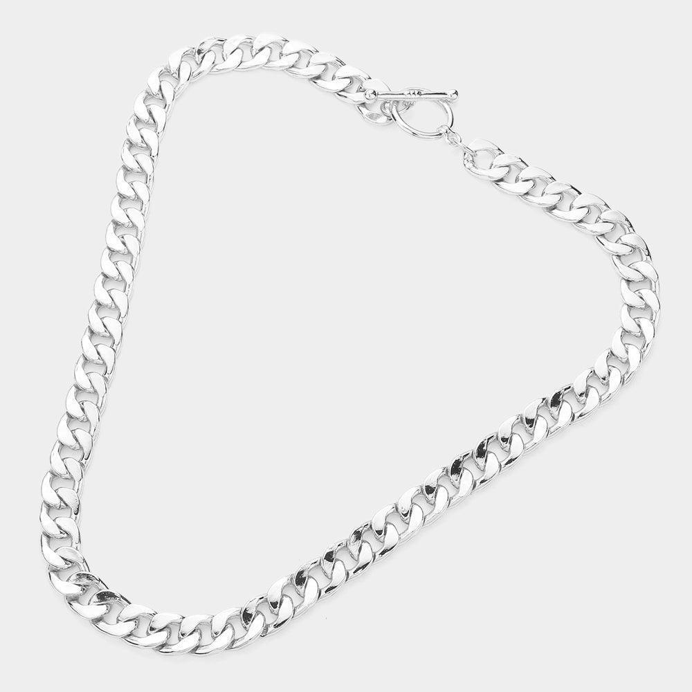 Gold White Gold Dipped Metal Chain Toggle Necklace - Jewelry Store by Erik Rayo