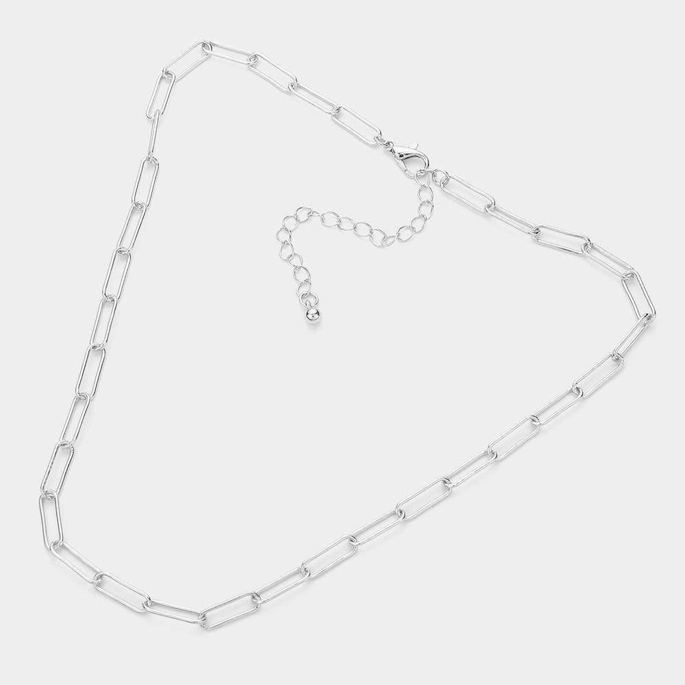 Gold White Gold Dipped Open Metal Oval Link Necklace - Jewelry Store by Erik Rayo