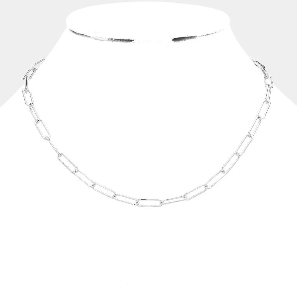 Gold White Gold Dipped Open Metal Oval Link Necklace - Jewelry Store by Erik Rayo
