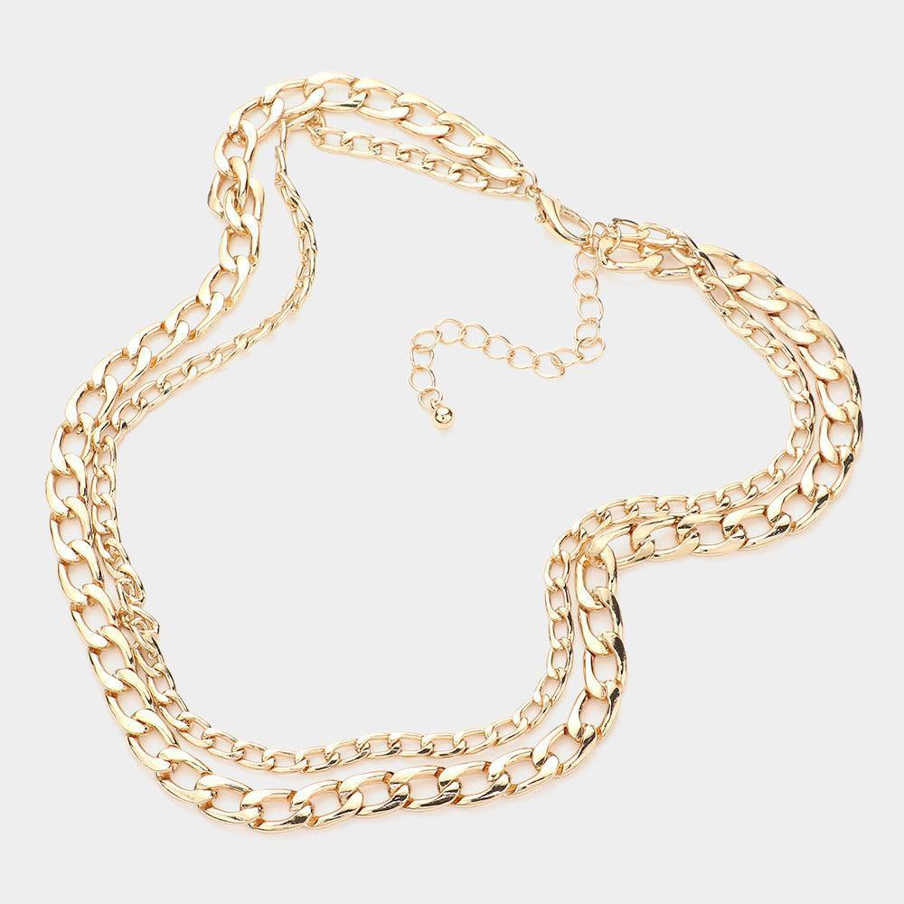 Gold Gold Dipped Metal Chain Double Layered Necklace - Jewelry Store by Erik Rayo