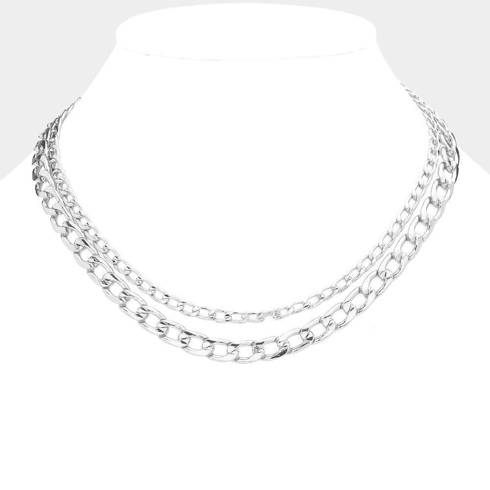 Gold White Gold Dipped Metal Chain Double Layered Necklace - Jewelry Store by Erik Rayo