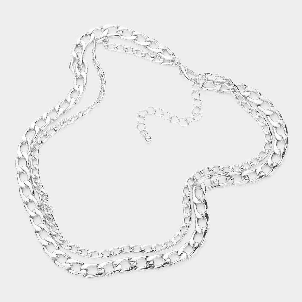 Gold White Gold Dipped Metal Chain Double Layered Necklace - Jewelry Store by Erik Rayo