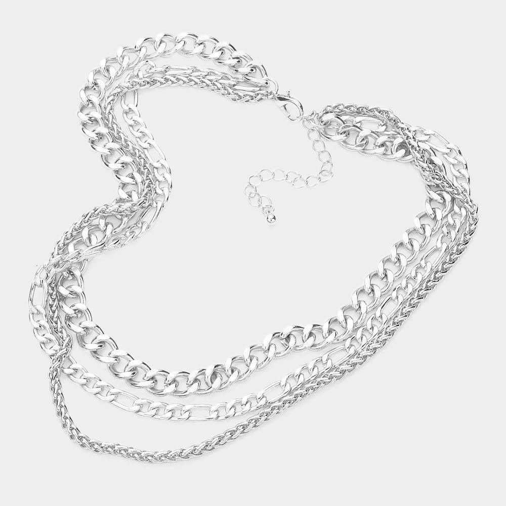 Gold White Gold Dipped Metal Chain Triple Layered Necklace - Jewelry Store by Erik Rayo