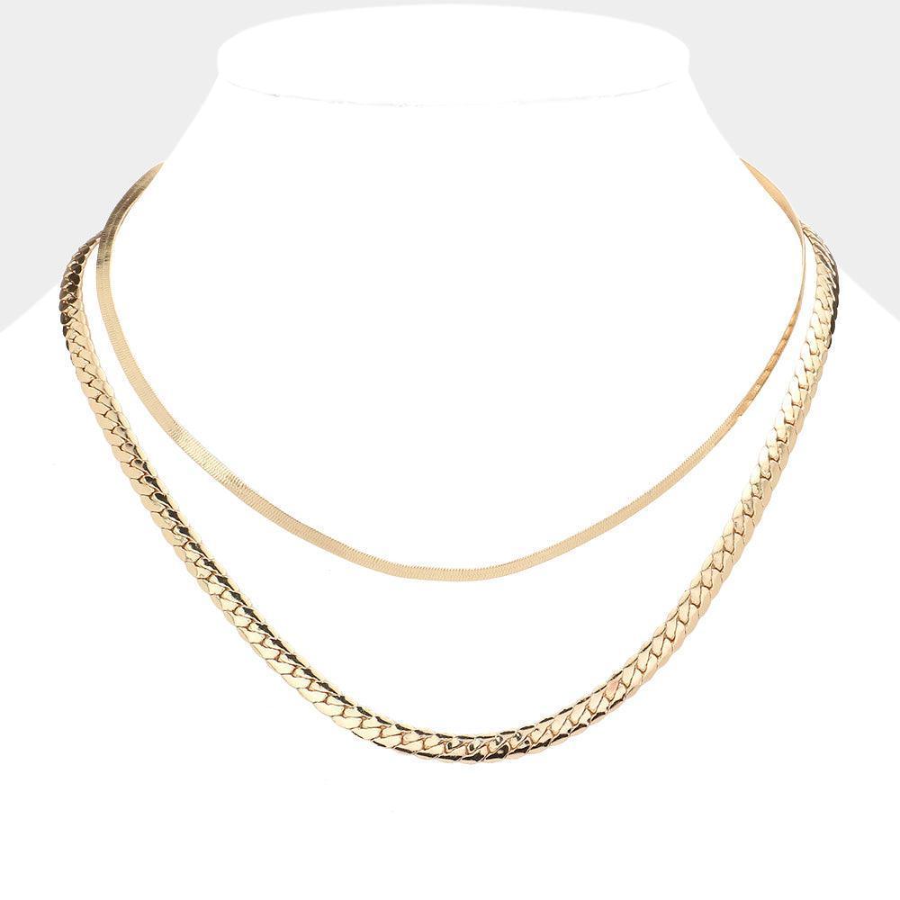 Gold Gold Dipped Metal Chain Double Layered Necklace - Jewelry Store by Erik Rayo
