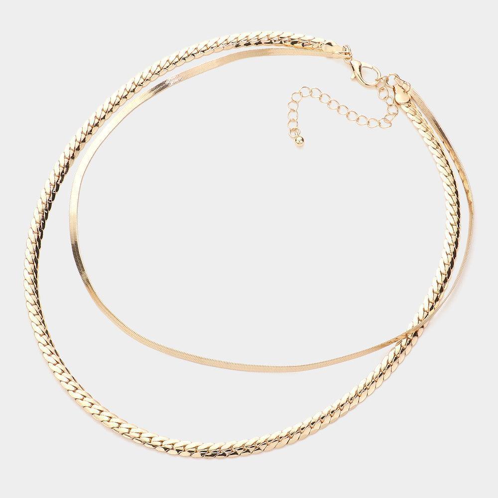 Gold Gold Dipped Metal Chain Double Layered Necklace - Jewelry Store by Erik Rayo