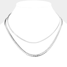 Load image into Gallery viewer, Gold White Gold Dipped Metal Chain Double Layered Necklace
