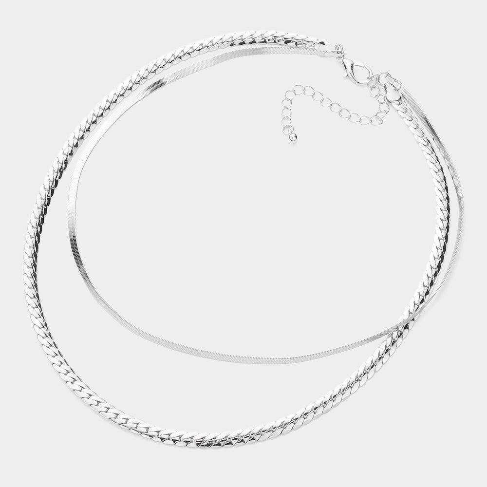 Gold White Gold Dipped Metal Chain Double Layered Necklace - Jewelry Store by Erik Rayo