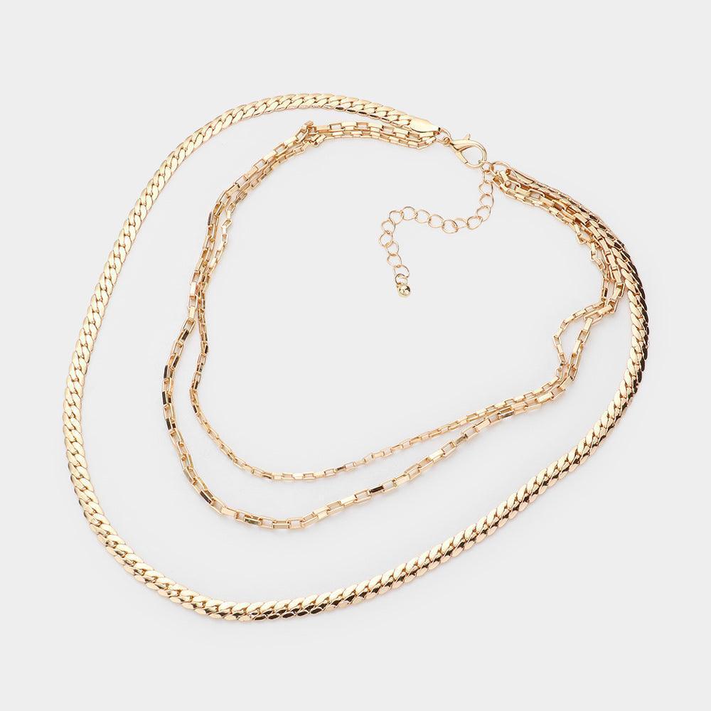 Gold Gold Dipped Metal Chain Layered Necklace - Jewelry Store by Erik Rayo