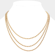 Load image into Gallery viewer, Gold Gold Dipped Rope Metal Chain Layered Necklace
