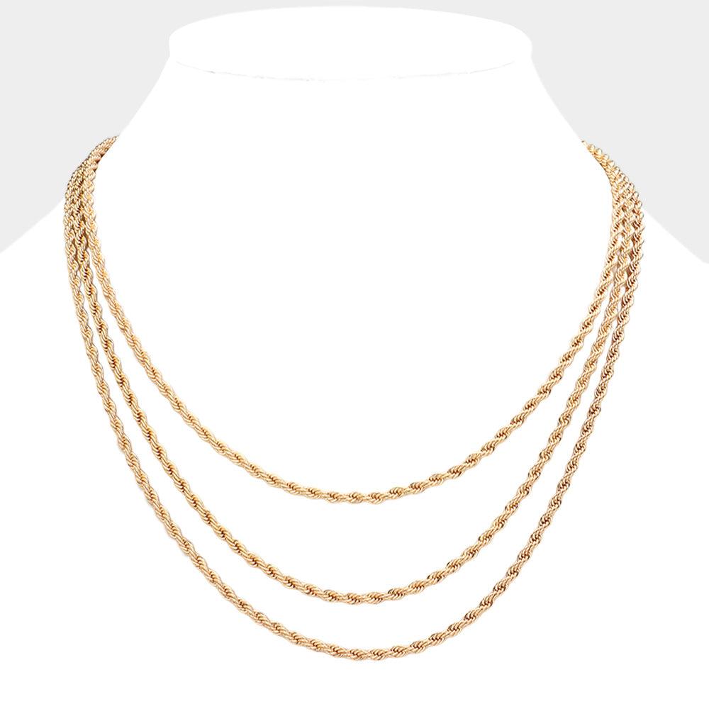 Gold Gold Dipped Rope Metal Chain Layered Necklace