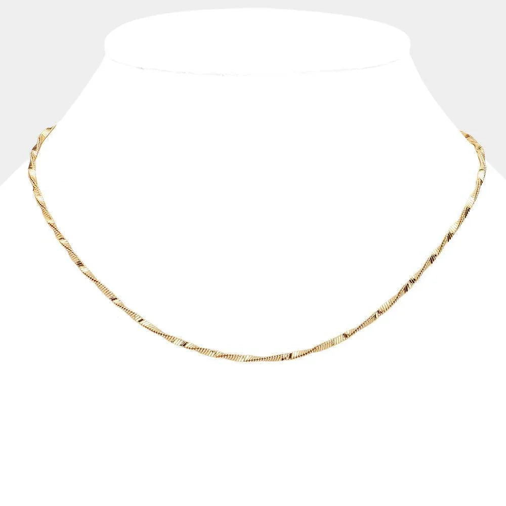Gold Brass Metal Twisted Chain Necklace - Jewelry Store by Erik Rayo