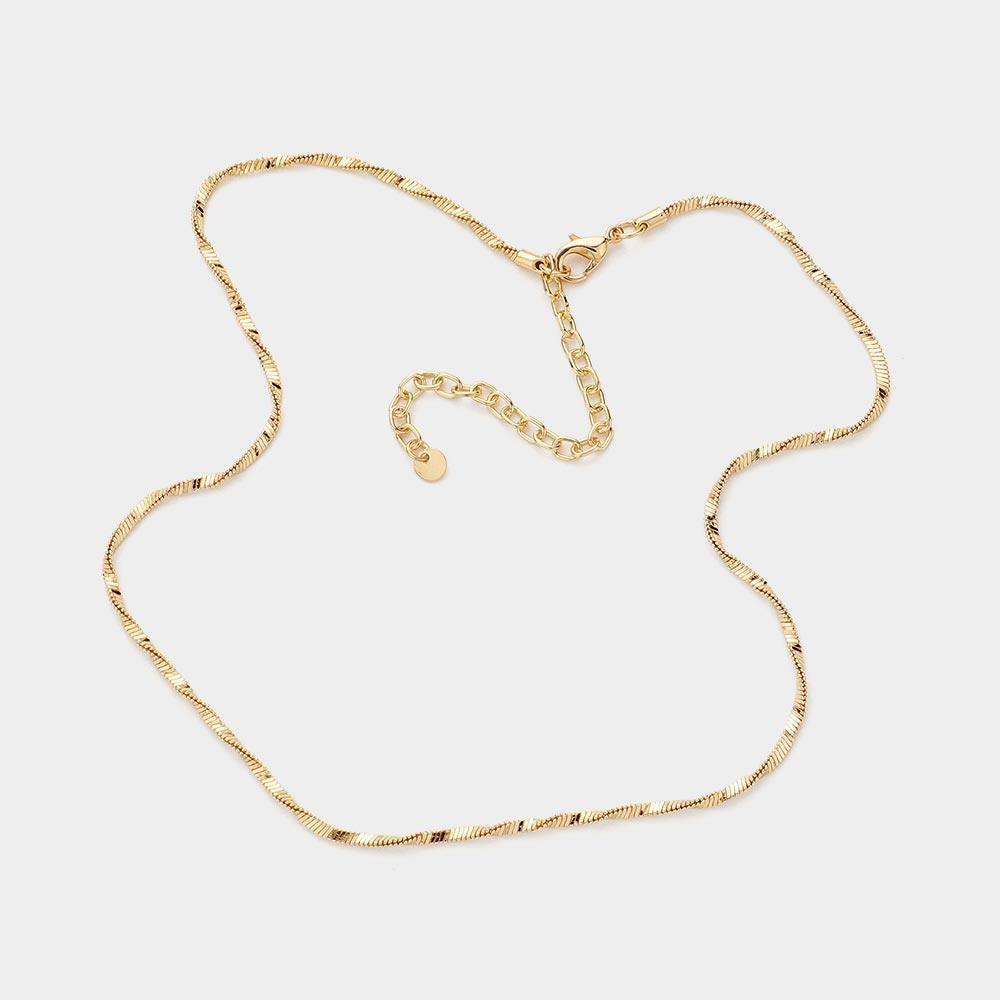Gold Brass Metal Twisted Chain Necklace - Jewelry Store by Erik Rayo