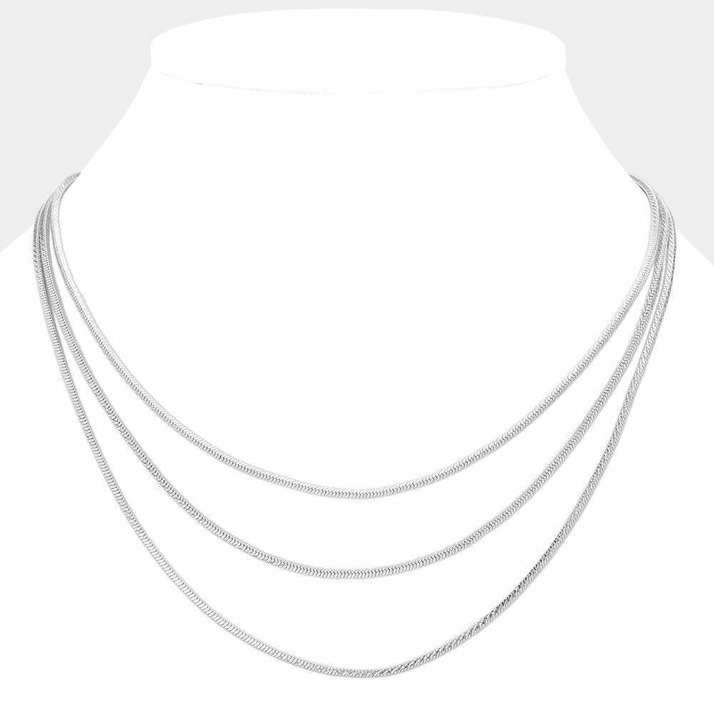 Brass Metal Triple Layered Chain Necklace - Jewelry Store by Erik Rayo