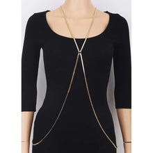 Load image into Gallery viewer, Gold V Neck Round Metal Body Chain
