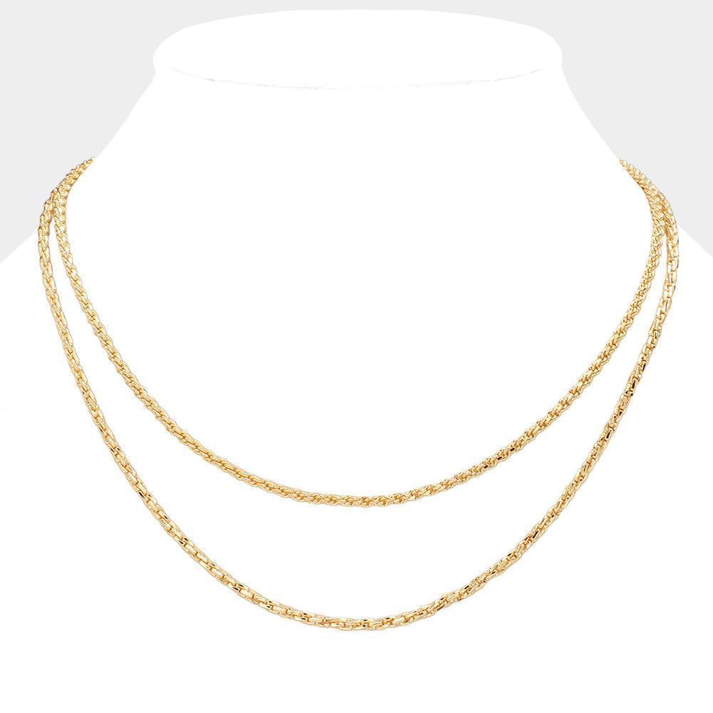 Gold Brass Metal Double Layered Chain Necklace - Jewelry Store by Erik Rayo