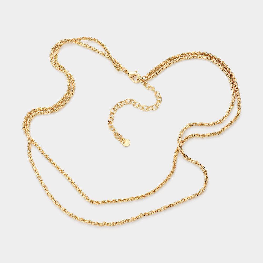 Gold Brass Metal Double Layered Chain Necklace - Jewelry Store by Erik Rayo
