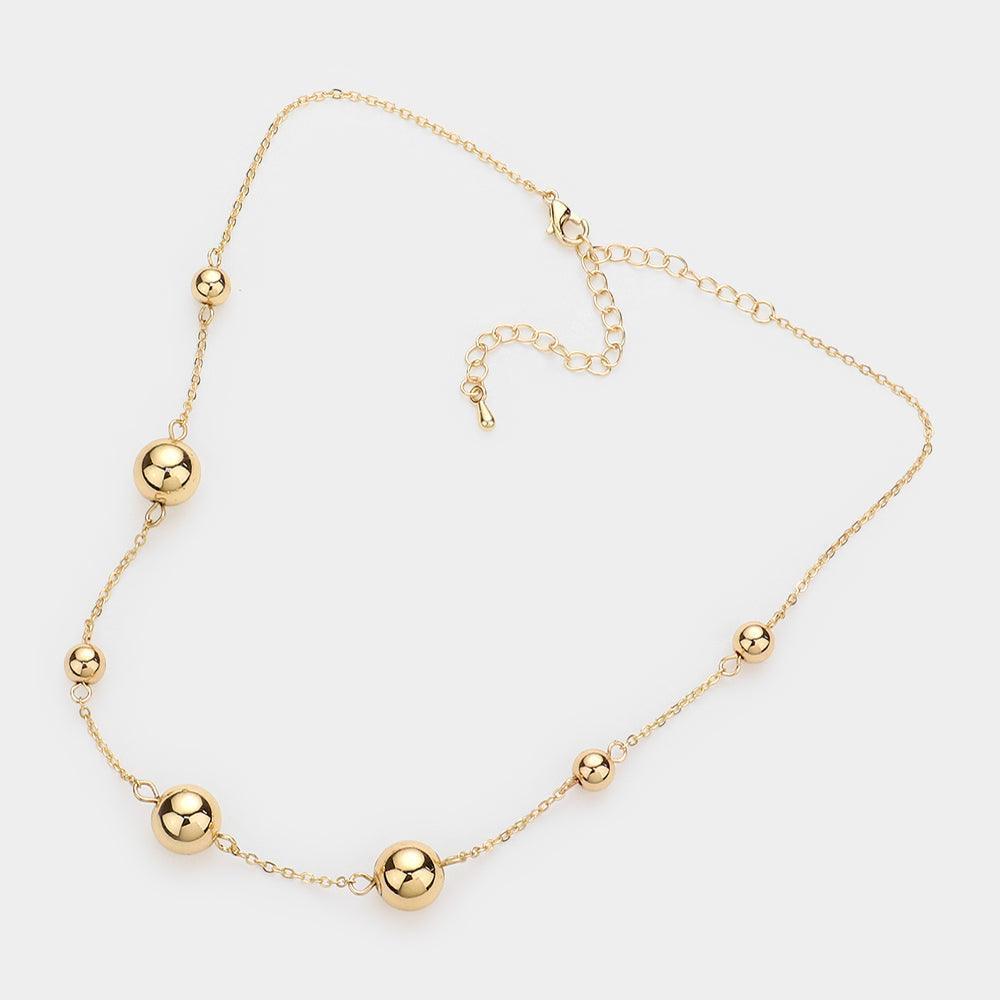 Gold Metal Ball Station Necklace - Jewelry Store by Erik Rayo