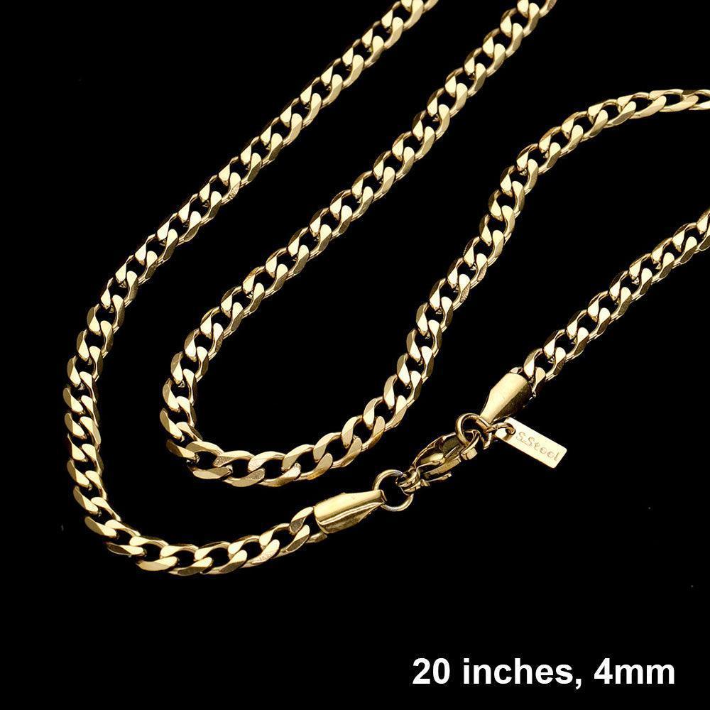 Gold 20 INCH, 4mm Stainless Steel Metal Chain Necklace - Jewelry Store by Erik Rayo