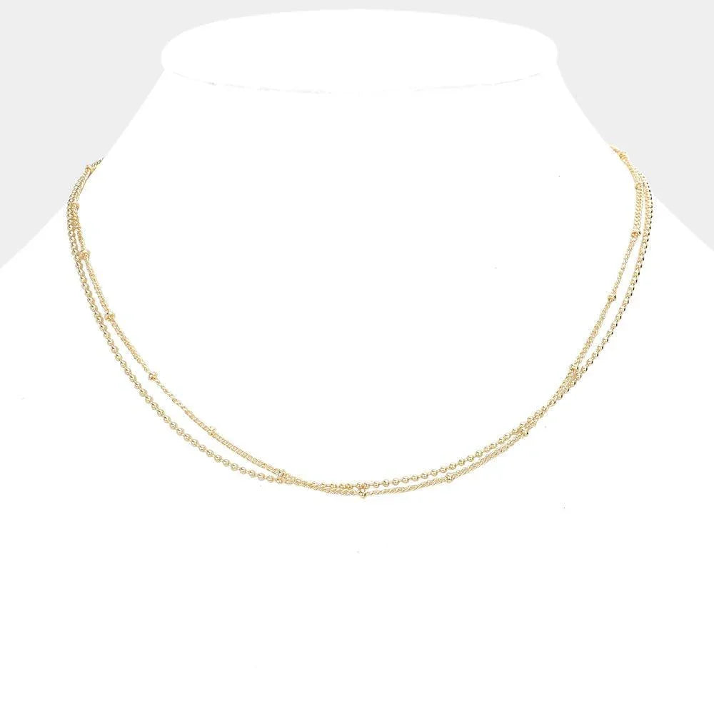 Gold Metal Chain Double Layered Necklace - Jewelry Store by Erik Rayo