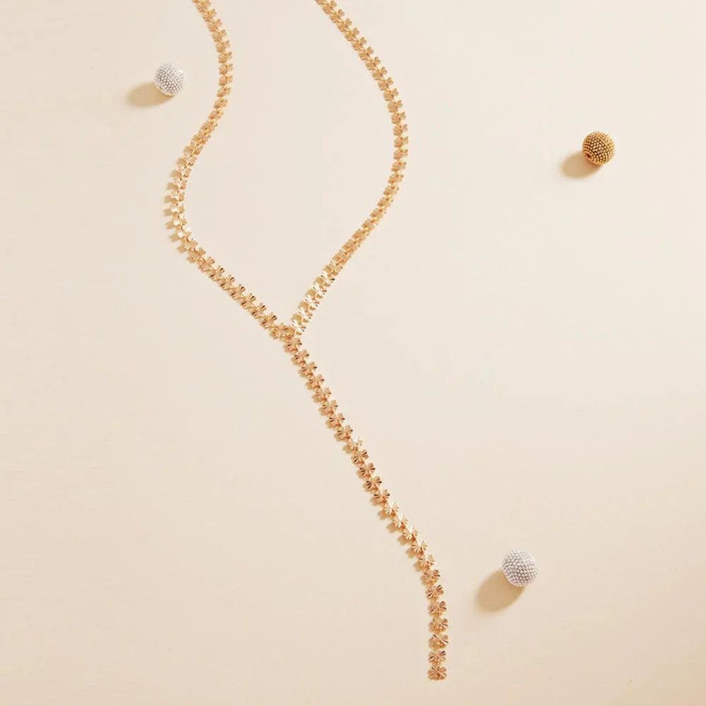 Gold Abstract Brass Metal Link Y Necklace - Jewelry Store by Erik Rayo