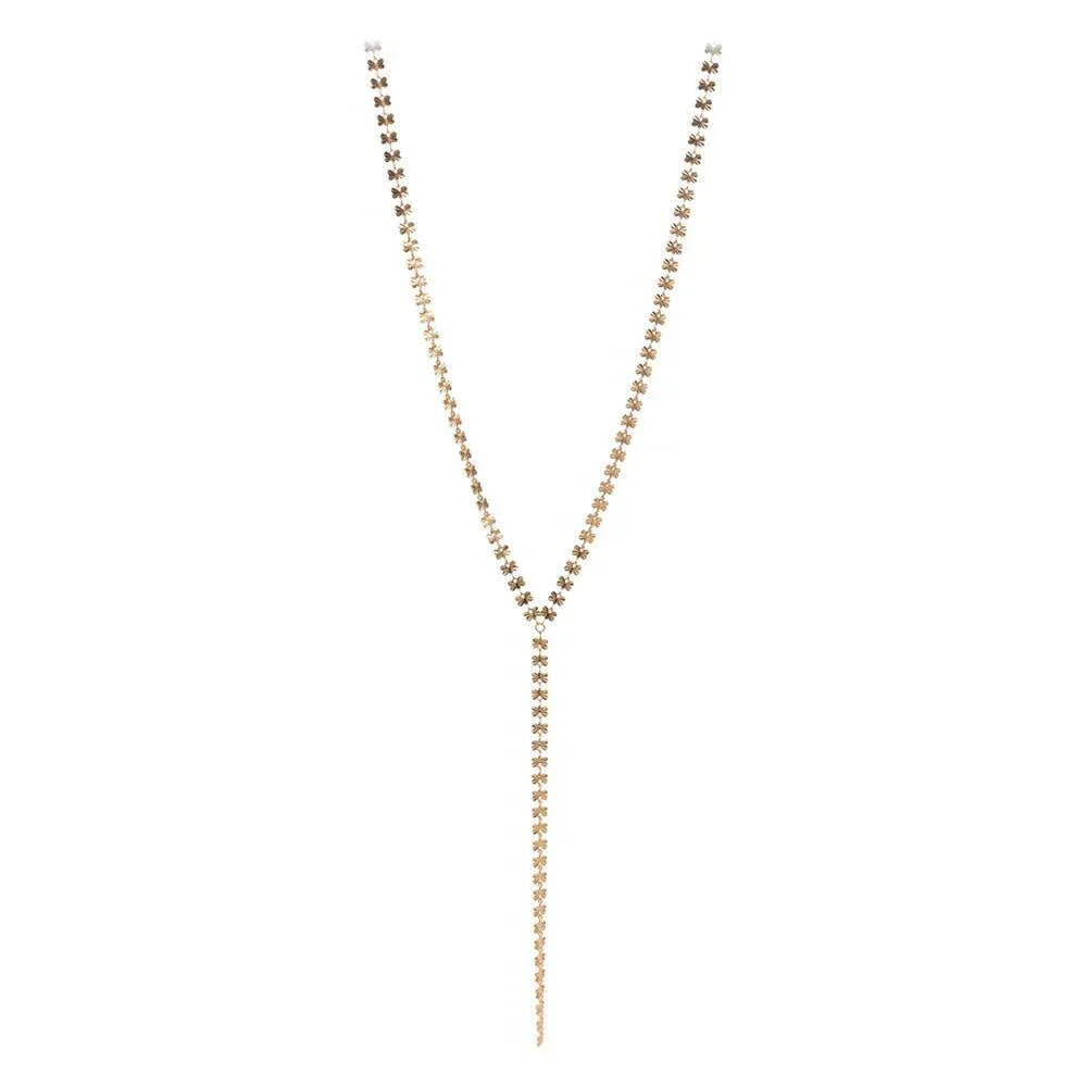 Gold Abstract Brass Metal Link Y Necklace - Jewelry Store by Erik Rayo