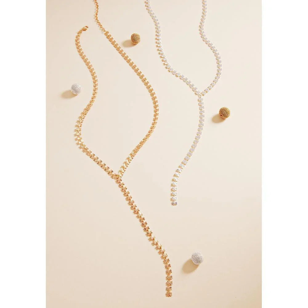 Gold Abstract Brass Metal Link Y Necklace - Jewelry Store by Erik Rayo