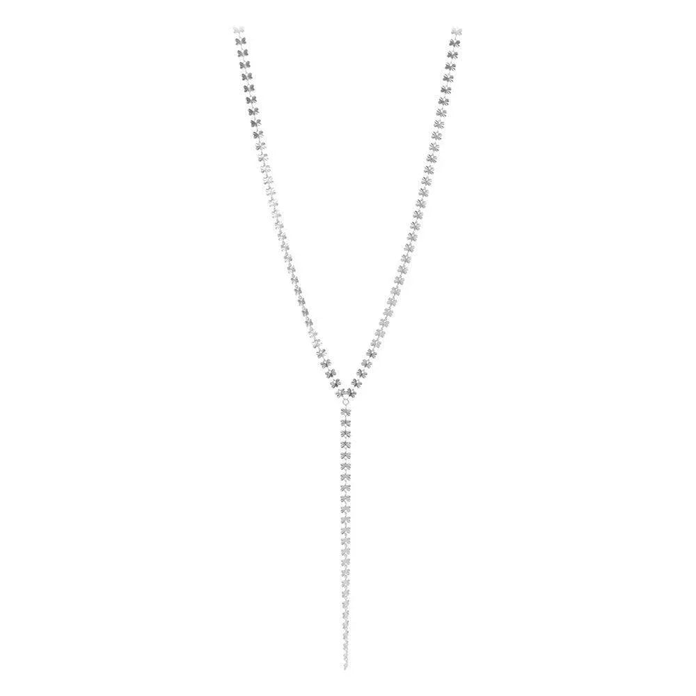 Silver Abstract Brass Metal Link Y Necklace - Jewelry Store by Erik Rayo