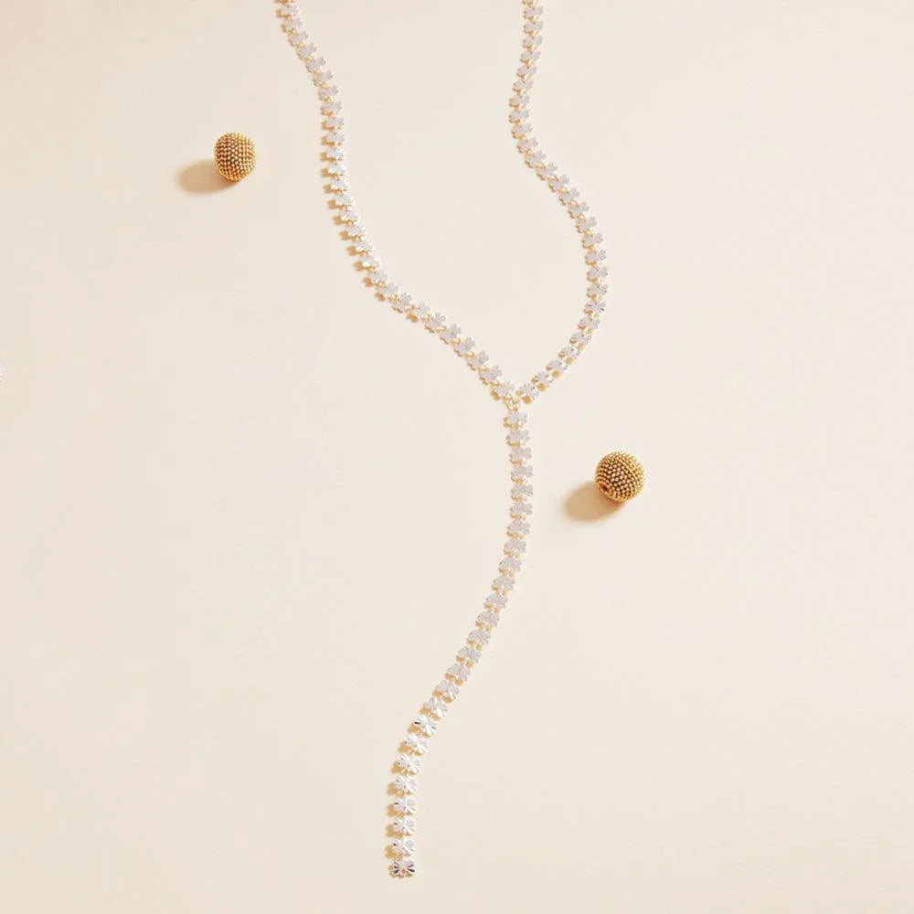 Silver Abstract Brass Metal Link Y Necklace - Jewelry Store by Erik Rayo