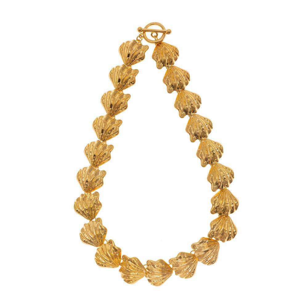 Gold Metal Shell Link Toggle Necklace - Jewelry Store by Erik Rayo