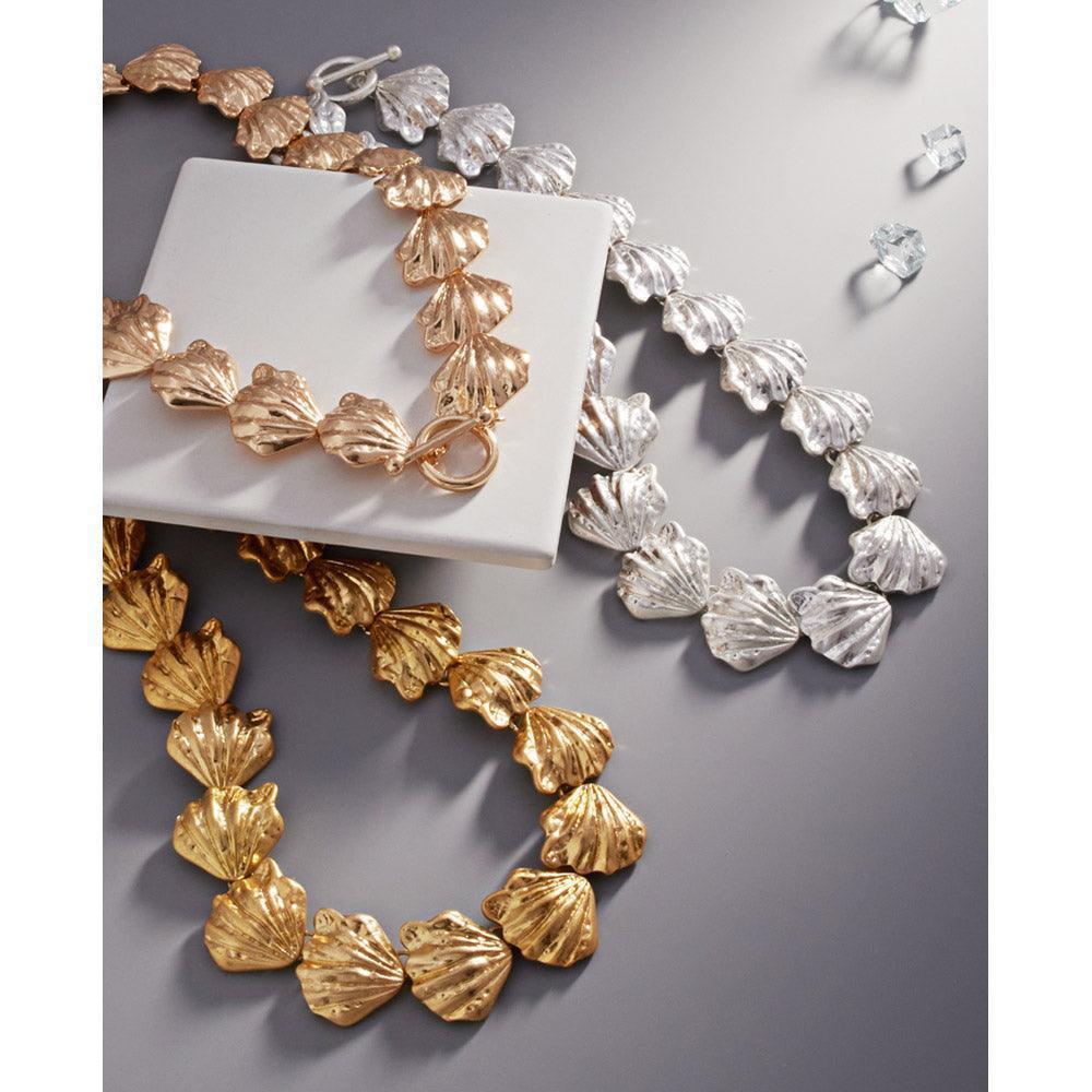 Gold Metal Shell Link Toggle Necklace - Jewelry Store by Erik Rayo