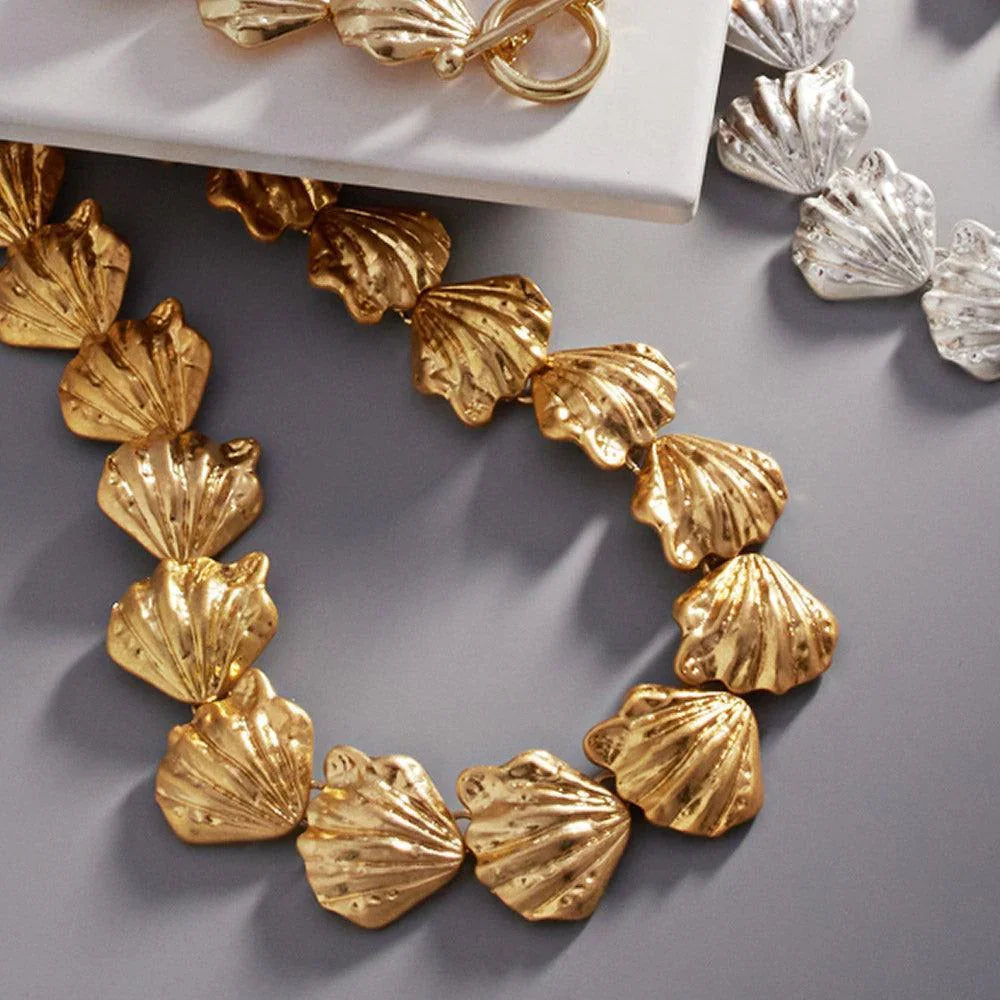 Gold Metal Shell Link Toggle Necklace - Jewelry Store by Erik Rayo