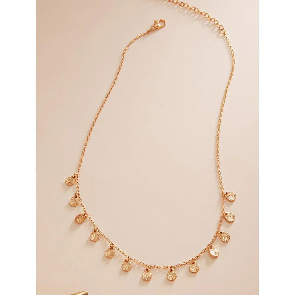 Gold Textured Metal Teardrop Station Necklace - Jewelry Store by Erik Rayo