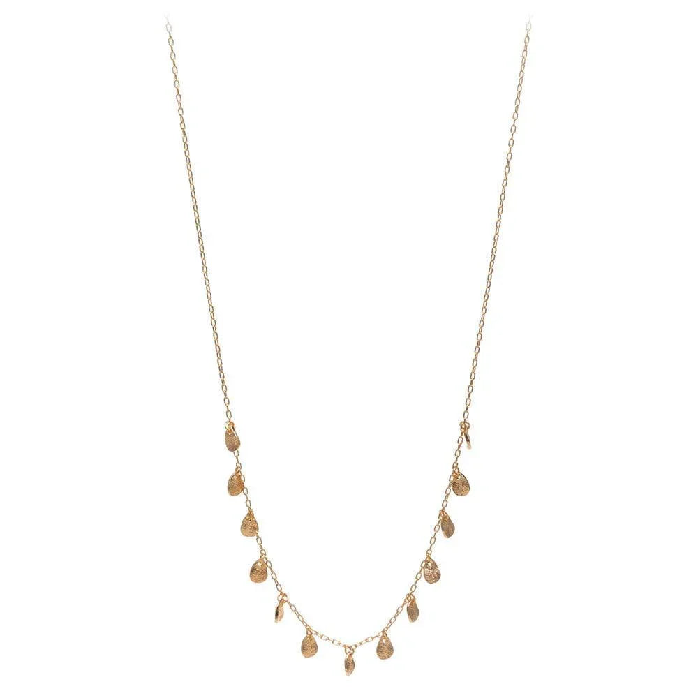Gold Textured Metal Teardrop Station Necklace - Jewelry Store by Erik Rayo