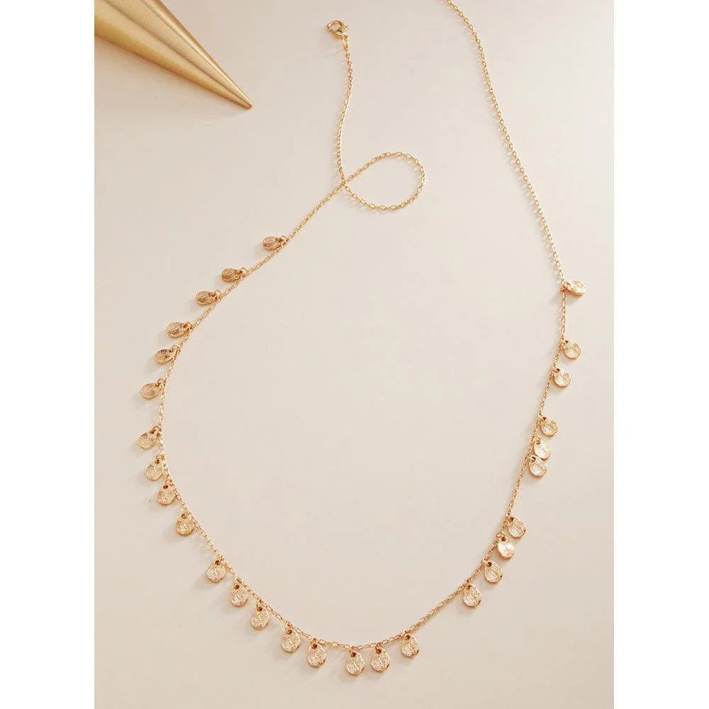 Gold Textured Metal Teardrop Station Necklace - Jewelry Store by Erik Rayo