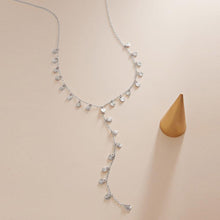 Load image into Gallery viewer, Silver Textured Metal Teardrop Station Y Necklace
