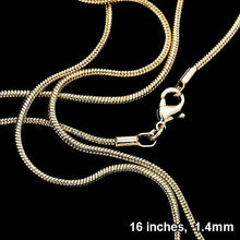 Load image into Gallery viewer, Gold 16 INCH, 1.4mm-Gold Plated Snake Chain Necklace
