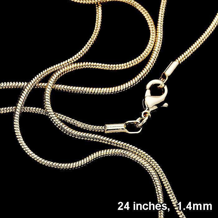 Gold 24 INCH, 1.4mm-Gold Plated Snake Chain Necklace - Jewelry Store by Erik Rayo