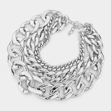 Load image into Gallery viewer, Triple Layered Chain Bib Necklace

